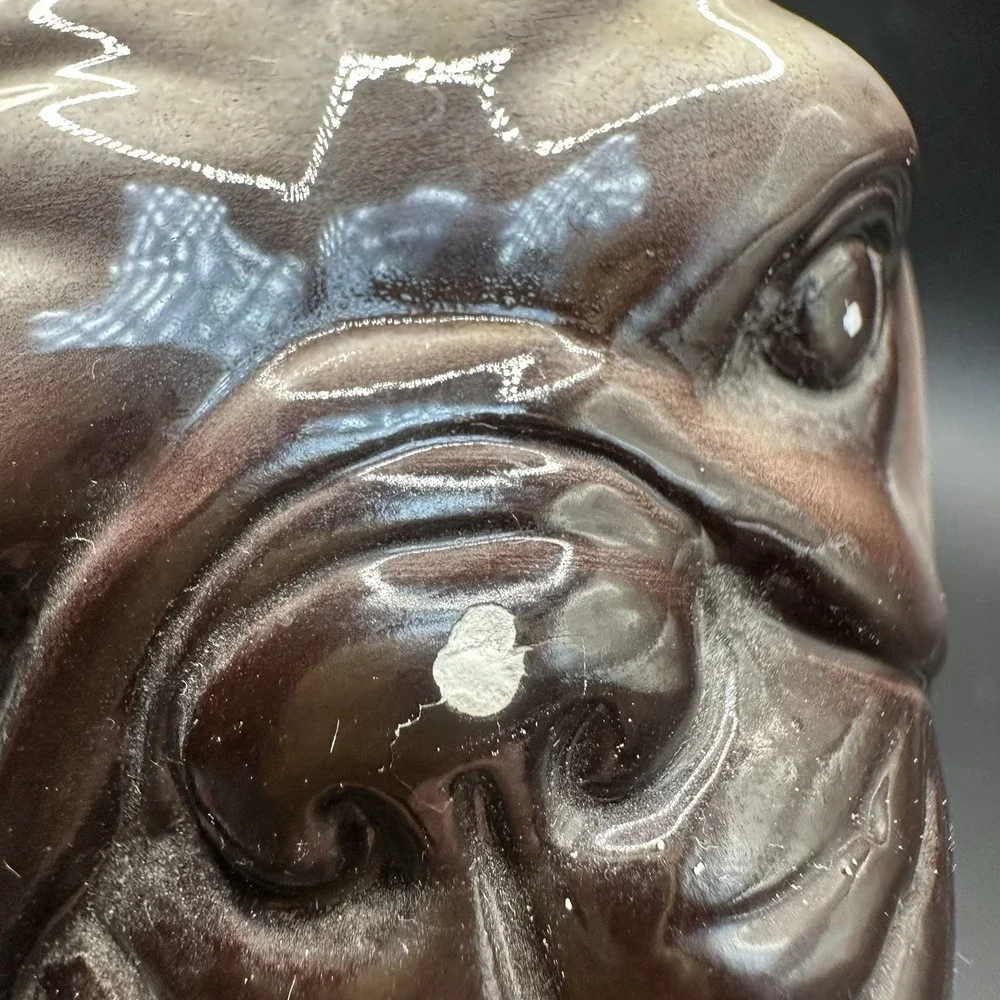 Vintage‎ Bulldog Porcelain Figurine Brown Old Money Decor 8 Inch Tall 10.5
